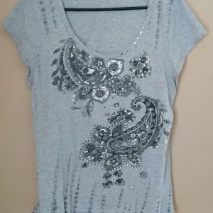 Floral Rhinestone Top